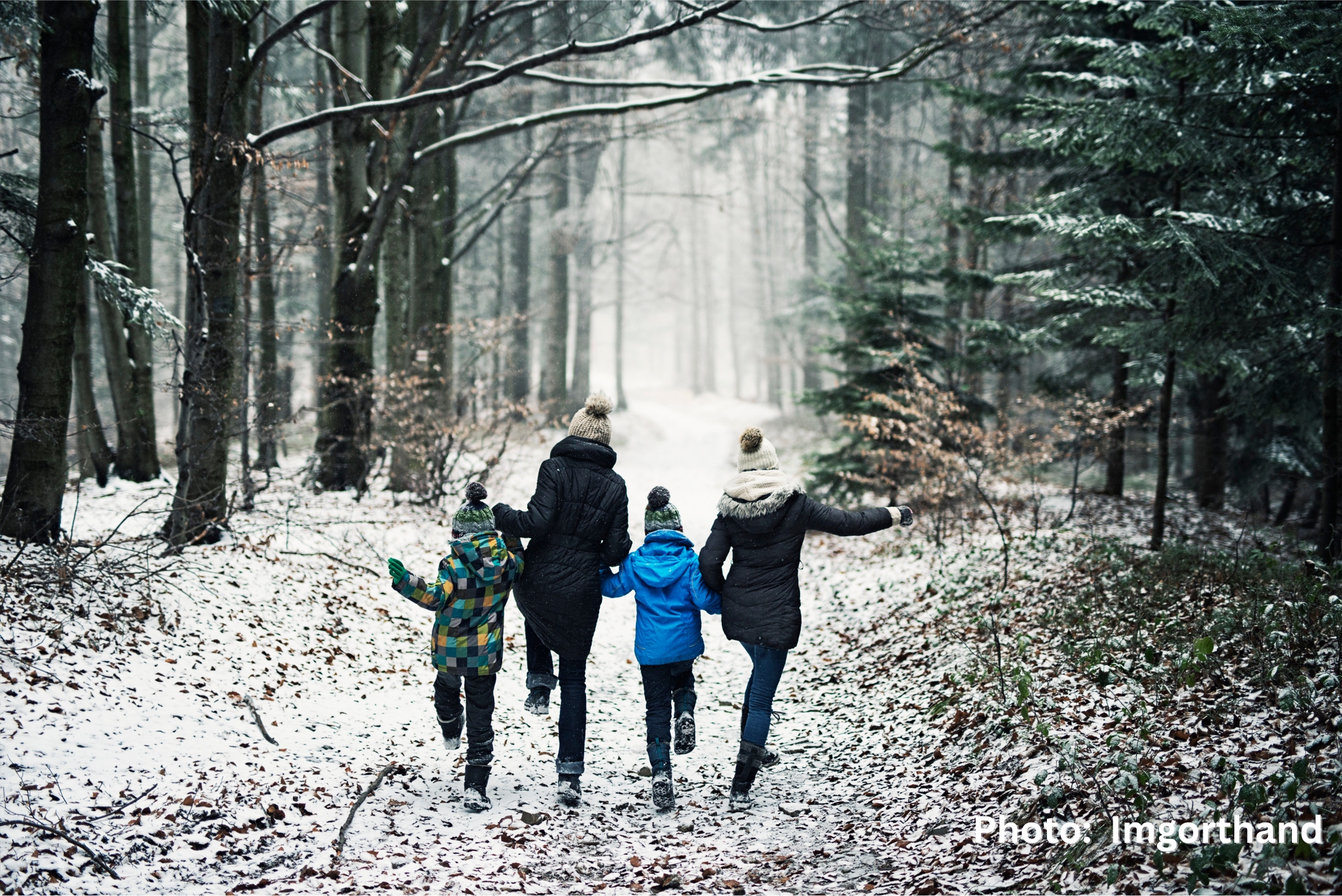 Family on a wintery hike.